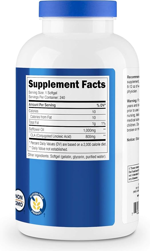 Nutricost CLA (Conjugated Linoleic Acid) 2,400mg, 240 Softgels - Gluten Free, Non-GMO, 800mg Per Softgel (2 Bottles)