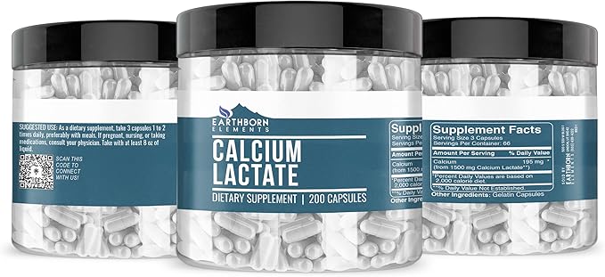 Earthborn Elements Calcium Lactate (200 Capsules) Calcium Supplement