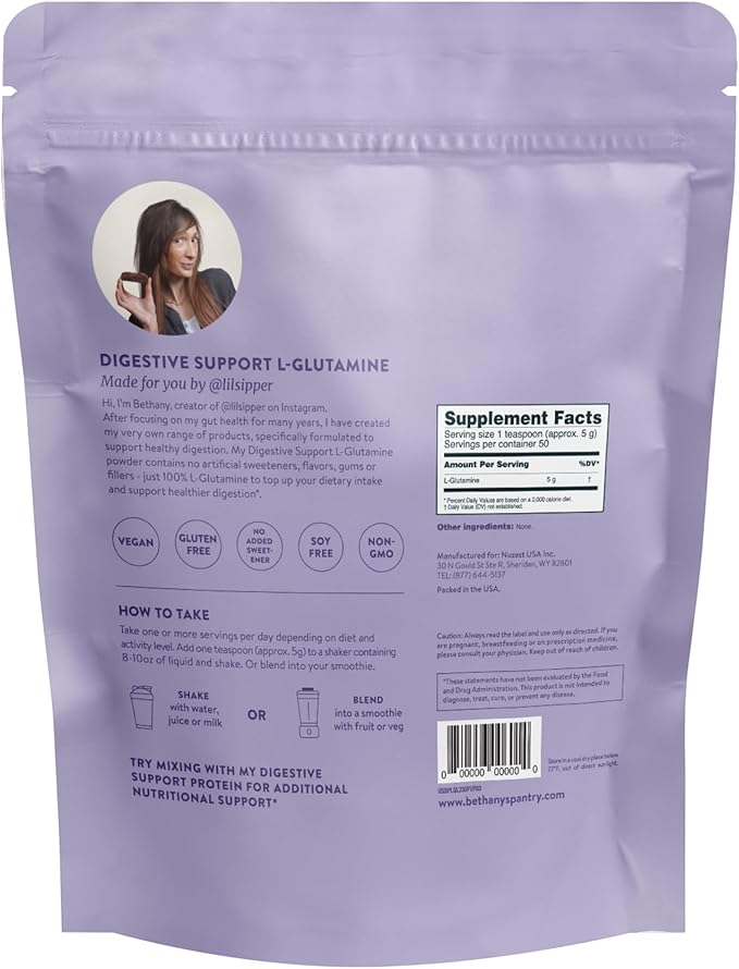 Nuzest Bethany’s Pantry – Digestive Support L-Glutamine Powder – Amino Acid Dietary Supplement - Gut and Immune Health 8.8 oz (50 Servings)
