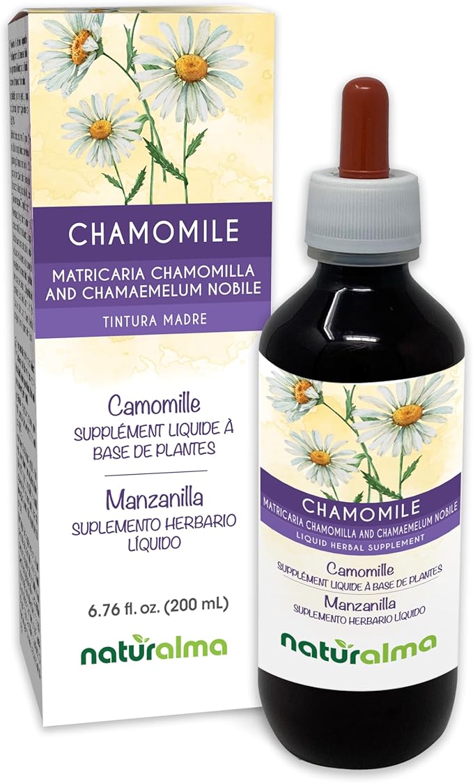 Naturalma German and Roman Chamomile (Matricaria chamomilla and Chamaemelum nobile) Flower Alcohol-Free Tincture - 6.76 fl oz Liquid Extract in Drops - Herbal Supplement - Vegan