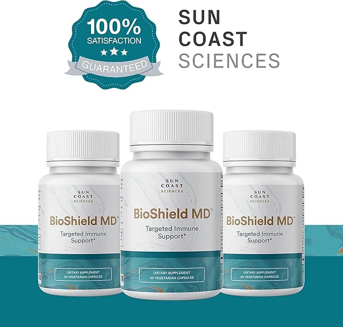 SUN COAST SCIENCES BioShield MD from Premium Immunity Support with Vitamin C, Vitamin D, Zinc, for Focus, Clarity, Joints Healthy and Muscle Recovery (60 Capsules)