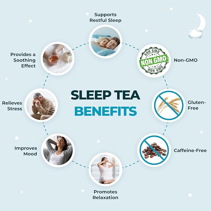 Aprika Life Sleep Tea for Bedtime Relaxation & Stress Relief – Natural Caffeine-Free Herbal Nighttime Tea with Chamomile, Lavender, Mint & Hibiscus – No Melatonin Sleep Aid – Relaxing Tea Bags 60 Pack