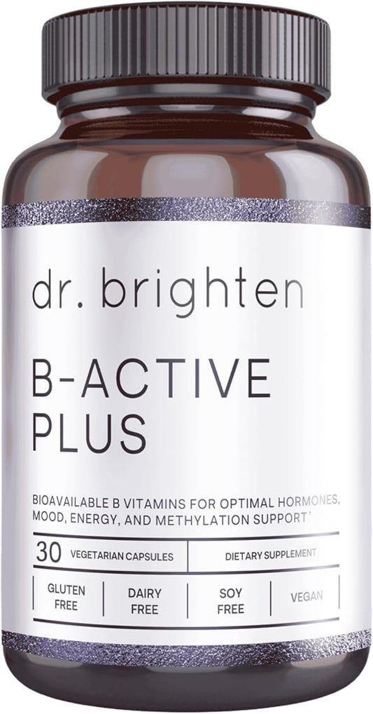 Dr. Brighten B-Active Plus - B Vitamins Dietary Supplement Combination Formula Supplies Most of The Vitamin-B in Their Coenzymated Forms Supports Methylation (30 Count)