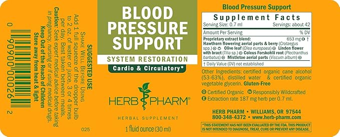 Herb Pharm Blood Pressure Support Liquid Formula for The Cardiovascular and Circulatory Systems - 1 Ounce (FLINDEN01) (Pack of 2)