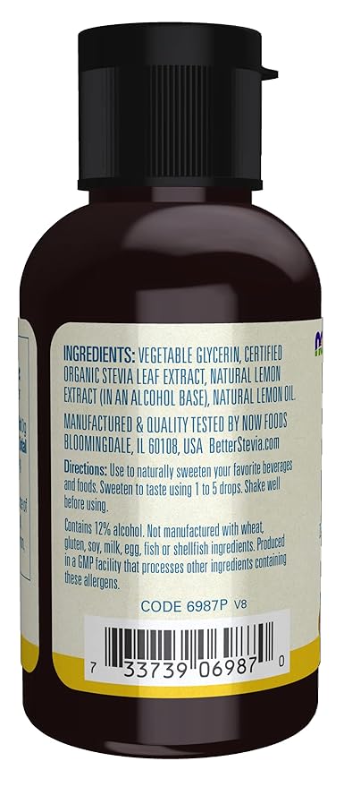 NOW Foods, Better Stevia Liquid, Lemon Twist, Zero-Calorie Liquid Sweetener, Low Glycemic Impact, Certified Non-GMO, 2-Ounce