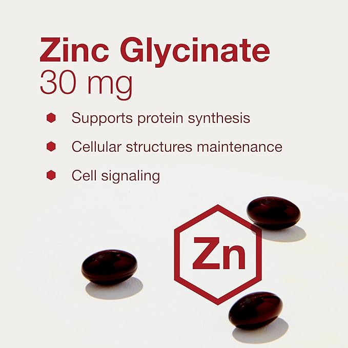 Protocol Zinc Glycinate 30mg - with Albion Traacs Zinc - Zinc Glycinate Supplement - Immune System Support* - Keto Friendly & Dairy Free - 120 Softgels