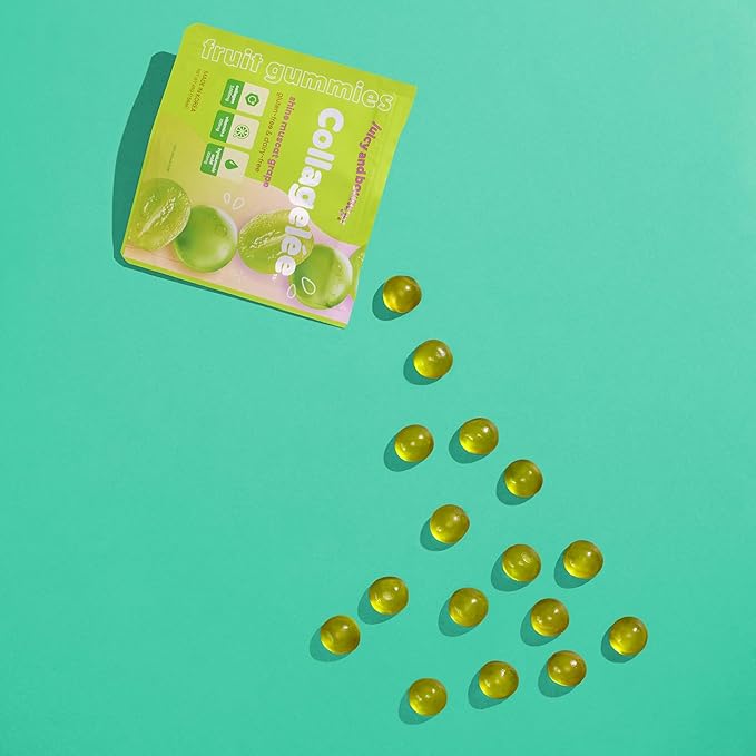 Collagelee Collagen Gummies - Marine Collagen Supplements with Vitamin C, Hyaluronic Acid, & Biotin for Moisturized, Youthful, Plump Skin - Korean Skincare (Shine Muscat Grape)