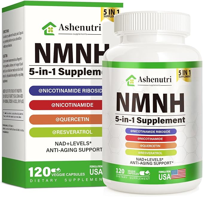 NMNH (Dihydronicotinamide Mononucleotide), NMN Alternative Supplement w/Niacinamide (Vitamin B3), Quercetin, Trans-Resveratrol, Support NAD+, Skin Cell Health*, Anti-Aging & Energy, 120 Caps