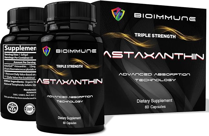 Triple Strength AstaQuil™ Astaxanthin 12mg Enhanced Absorption, 60 Softgels w/Organic Coconut Oil. Powerful Antioxidant for Eye, Joint & Heart Health.