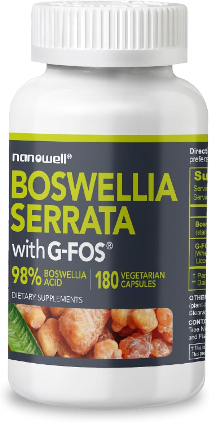Boswellia Serrata with G-FOS - 98% Boswellic Acid - Supports Joint & Mobility Health - 180 Vegan Capsules, 180 Day Supply