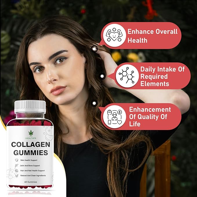 Collagen Peptides Gummies - Collagen Gummies with Peptides Type I II III V X Peptides for Hair Skin & Nails - Hydrolyzed Collagen for Women and Men (1)