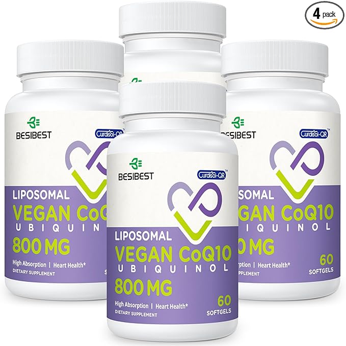 Liposomal Ubiquinol CoQ10 800 MG Softgel, High Absorption CoQ10 Ubiquinol Supplement, Active Coenzyme Q10 800mg, Powerful Antioxidant for Heart & Brain Function, Energy Production, 240 Vegan Softgels