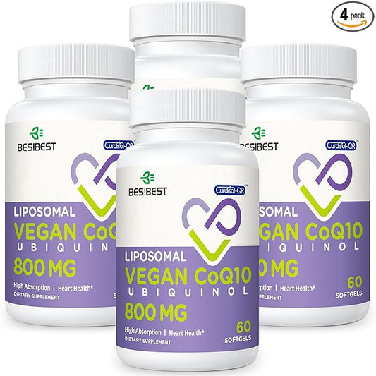 Liposomal Ubiquinol CoQ10 800 MG Softgel, High Absorption CoQ10 Ubiquinol Supplement, Active Coenzyme Q10 800mg, Powerful Antioxidant for Heart & Brain Function, Energy Production, 240 Vegan Softgels