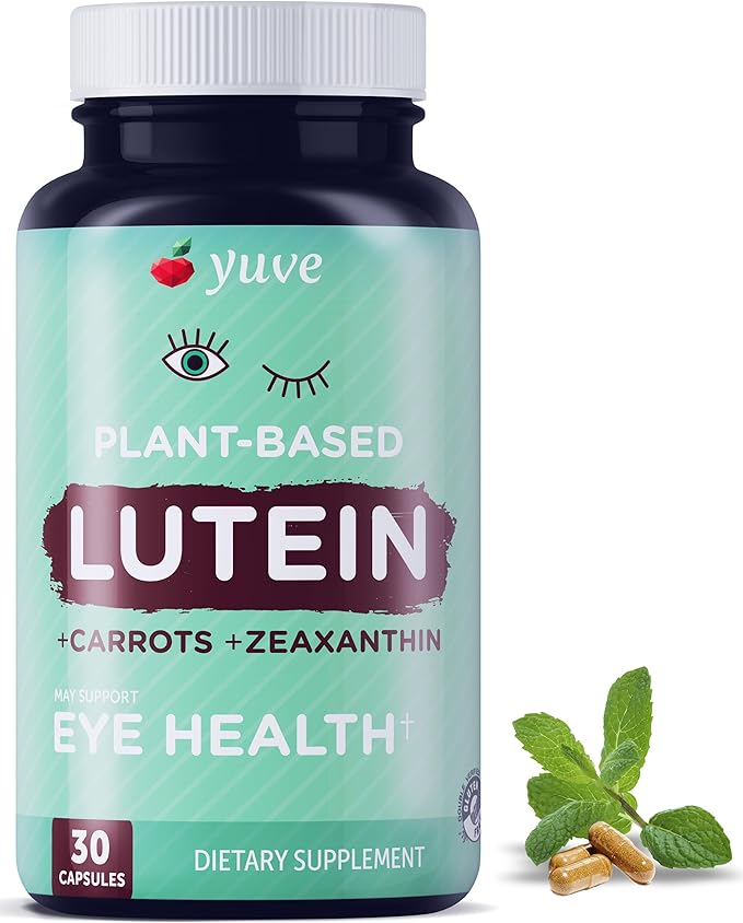 Yuve 20mg Lutein & Zeaxanthin Eye Health Supplement with Clinically Studied Lutemax 2020 Carotenoid Complex - Supports Dry Eyes, Fatigue & Vision Clarity - 30 Vegan Capsules