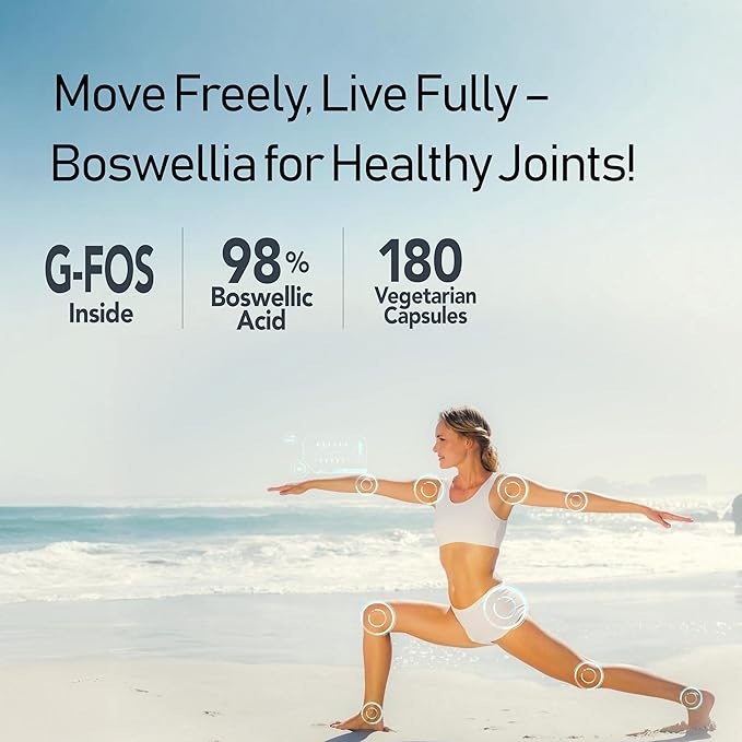 Boswellia Serrata with G-FOS - 98% Boswellic Acid - Supports Joint & Mobility Health - 180 Vegan Capsules, 180 Day Supply