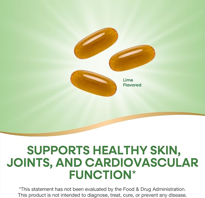 Nature’s Way Mega 3/6/9 Omega Blend, Supports Healthy Skin, Joints, Cardiovascular Function*, Fish, Flax, Borage Oil, 180 Lime Flavored Softgels (Packaging May Vary)