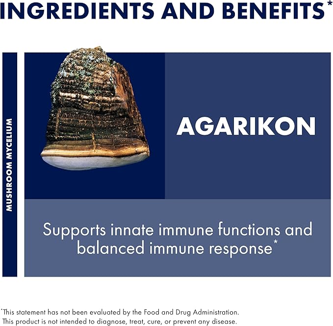 Host Defense Agarikon Capsules - Immune System Support Supplement - Mushroom Supplement to Aid Immune Functions & Cell Strength - Herbal Dietary Supplement - 60 Capsules (60 Servings)*