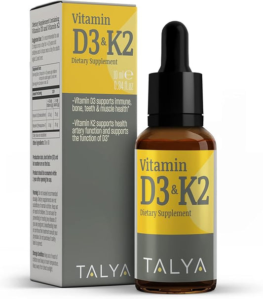 Vitamin D3 & K2 | Liquid Vitamin D3 with K2 Drops | 1000 IU | Immune Support - Helps Support Strong Bones & Healthy Heart | Non-GMO | Vegan | 60 Servings, 0.34 fl.oz