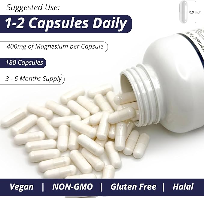 WOW Supplements Magnesium 400 mg Complex - Supplement for Men and Women - Citrate, Aspartate & Magnesium Oxide 400mg - 180 Capsules