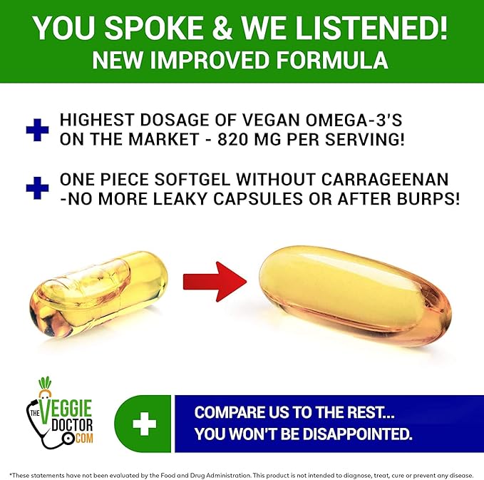3-Pack - Omega 3 Better Than Fish Oil Supplements - Vegan - Omega 3 Fatty Acids Vegan DHA, DPA, EPA - Plant Based Algae - Heart, Brain, Joint, Prenatal, Immune System Support