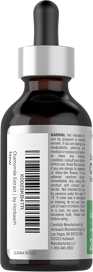 Horbäach Chamomile Extract Liquid | 2 fl oz | Alcohol Free Supplement | Vegetarian, Non-GMO, Gluten Free Tincture