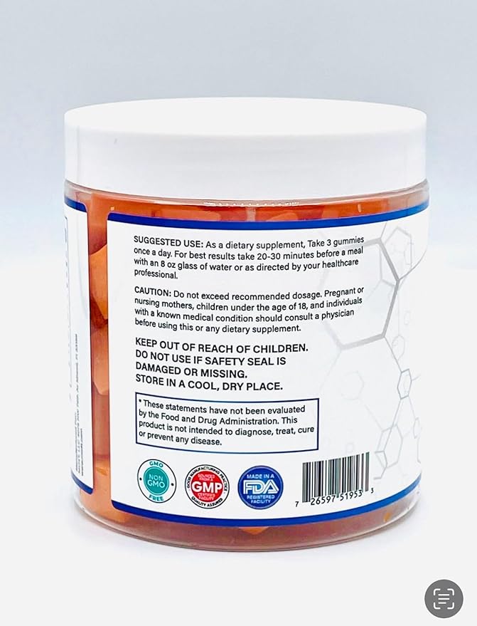 Creatine Monohydrate Gummies 5000 mg for Men & Women, Sugar Free Creatine Gummies- Sugar Free Creatine Gummies Orange Flavor - Gomitas de Creatina sin azucar.