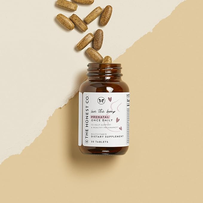 The Honest Company Love the Bump Prenatal Once Daily Supplement | NSF Certified, Non GMO Multivitamin | 30 Count Tablets