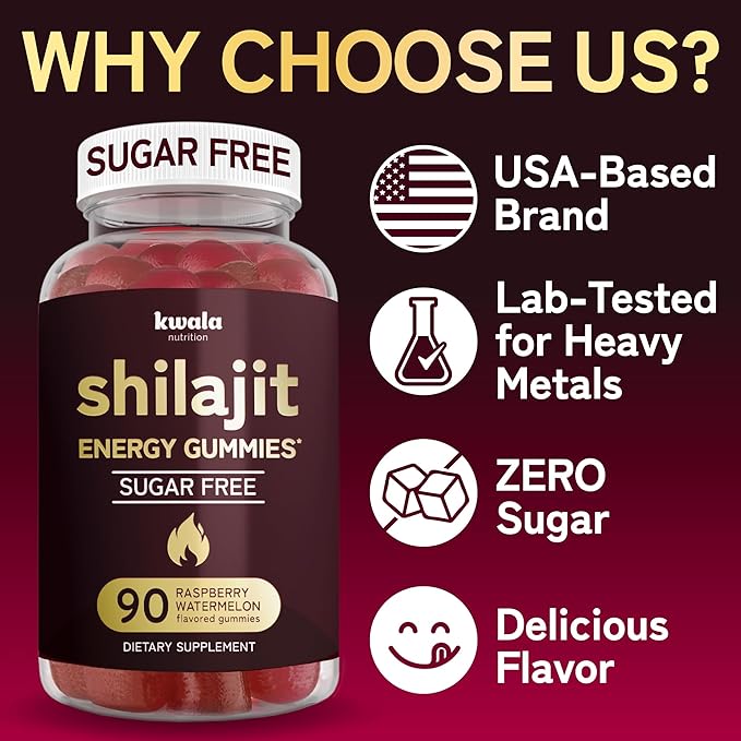Shilajit Gummies for Men & Women | Sugar Free | Himalayan Pure Shilajit for Men Gummies | with Fulvic Acid | Non-GMO, Vegan Supplement | 90 Count