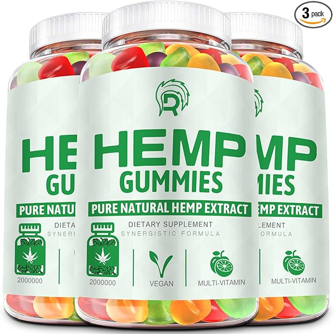 Hemp Gummies - Extra Strength High Potency Hemp Oil Gummies for Pain, Sleep, Anxiety - 100% Natural Organic Bear Candy Hemp Supplement Gummy for Adults(3 Pack)