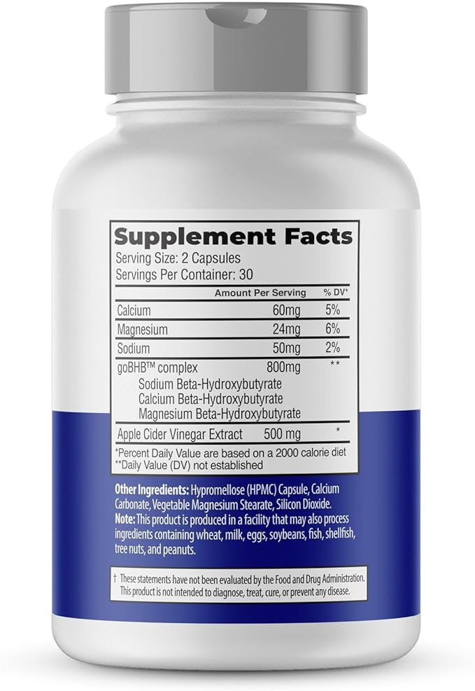 Ketologic BHB Caps + Apple Cider Vinegar (60 Capsules, 30 Supplements)
