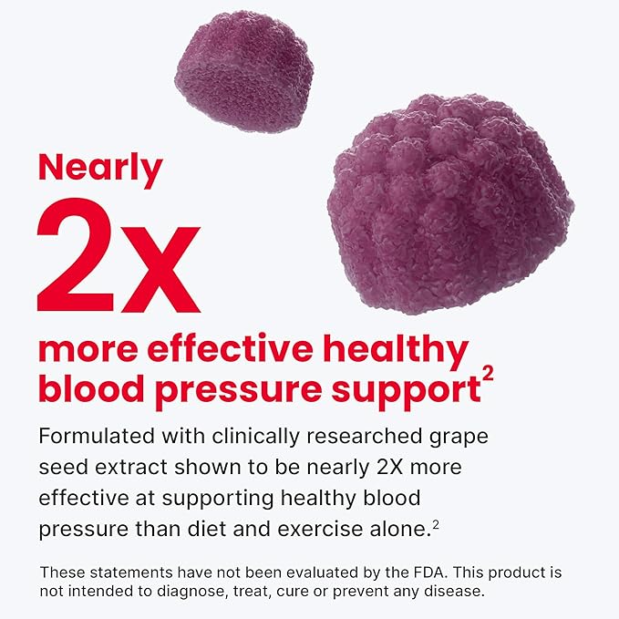 HumanN SuperBeets Strawberry Heart Gummies - Beetroot & Grape Seed Extract, 120 Count