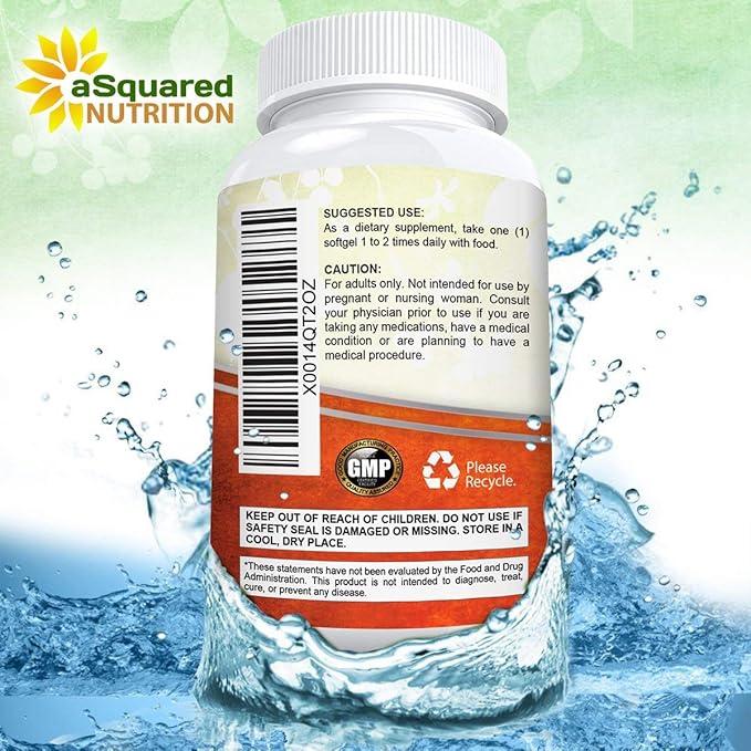 aSquared Nutrition Astaxanthin Supplement - Natural Astaxanthin Pills from Haematococcus Pluvialis Extract for Pure Energy - Max Strength 10mg - 120 Softgels