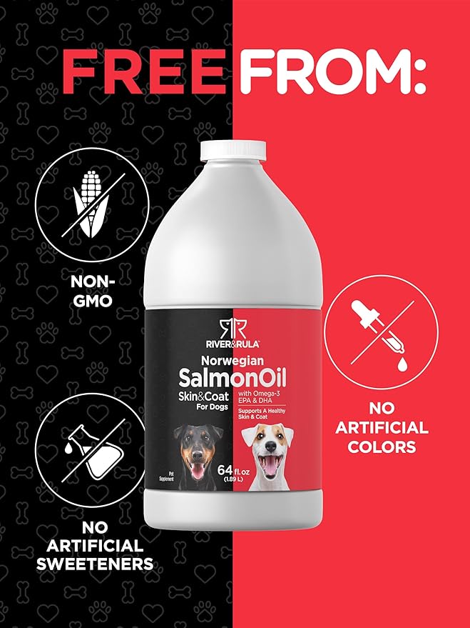 Horbaach Norwegian Salmon Oil for Dogs (64oz) | Supports Healthy Skin and Coat | with Omega 3, EPA & DHA | Liquid Pet Supplement | Non-GMO, Gluten Free