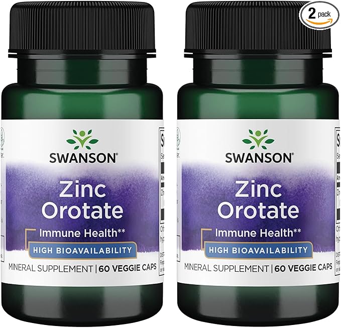 Swanson Zinc Orotate 10 Milligrams Elemental Zinc 60 Veg Capsules (2 Pack)