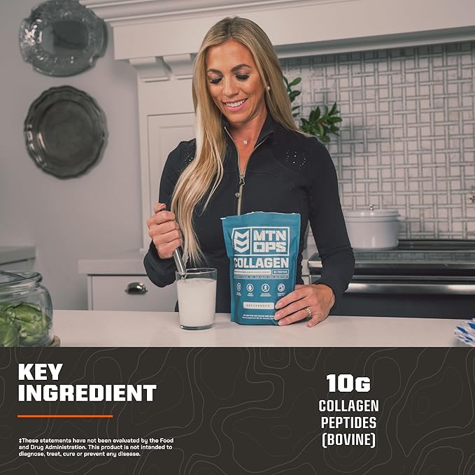 MTN OPS Collagen Protein Powder On-The-Go Packs, 30 Packs per Bag of Unflavored, Highly Digestible Protein with 9g of Protein per Serving