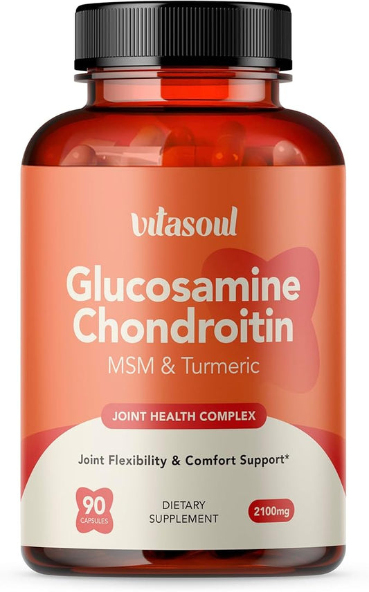 Glucosamine Chondroitin, Turmeric & MSM - Joint Support Supplement for Women & Men - Dietary Supplement - 90 Capsules