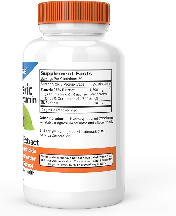 DrFormulas 30x Turmeric Curcumin Extract 1500mg Capsules with Black Pepper | 30x Stronger Than Regular Turmeric Powder, 60 Capsules