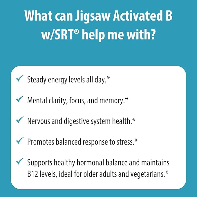 Jigsaw Health Activated B w/SRT | Supports Healthy Nervous System and Energy Production | 120 Tablets