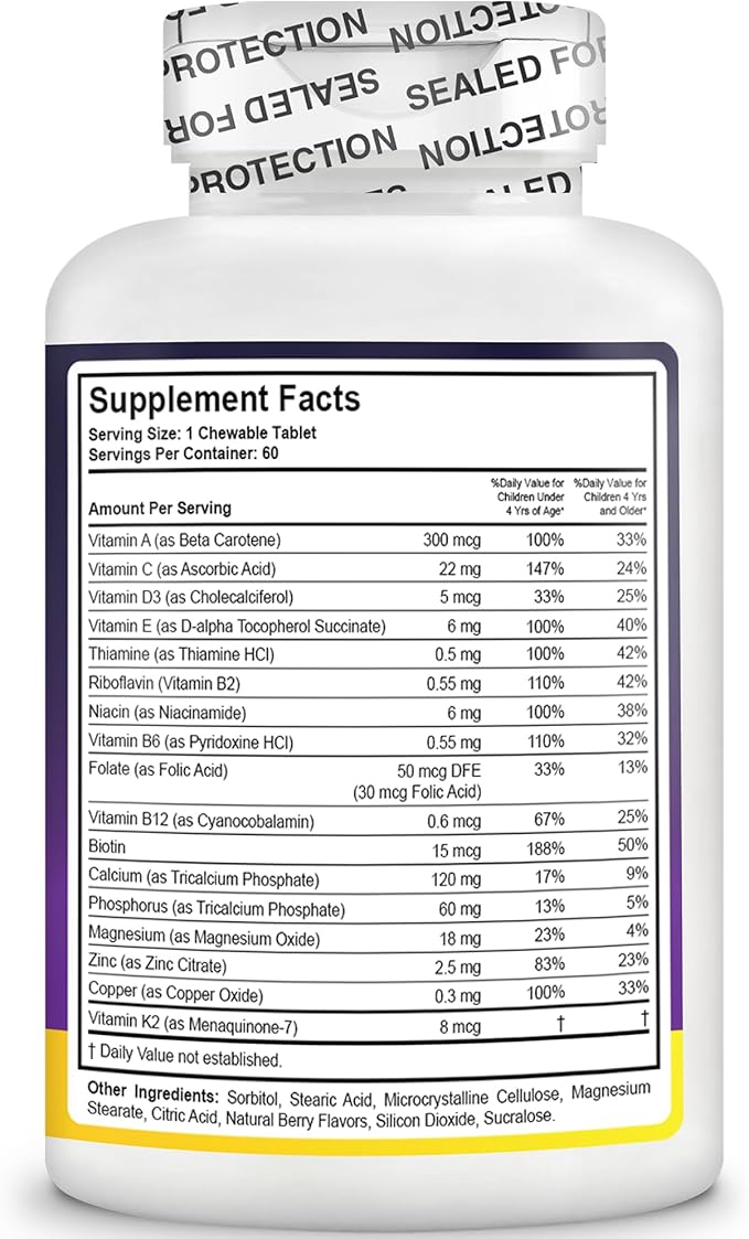 NuBest Tall Kids - Helps Grow & Develop Healthily - Immunity & Bone Strength Support - Toddlers Vitamins & Kids Vitamins for Age 2 to 9-60 Chewable Tablet - Funny Animal Shape - 2 Pack