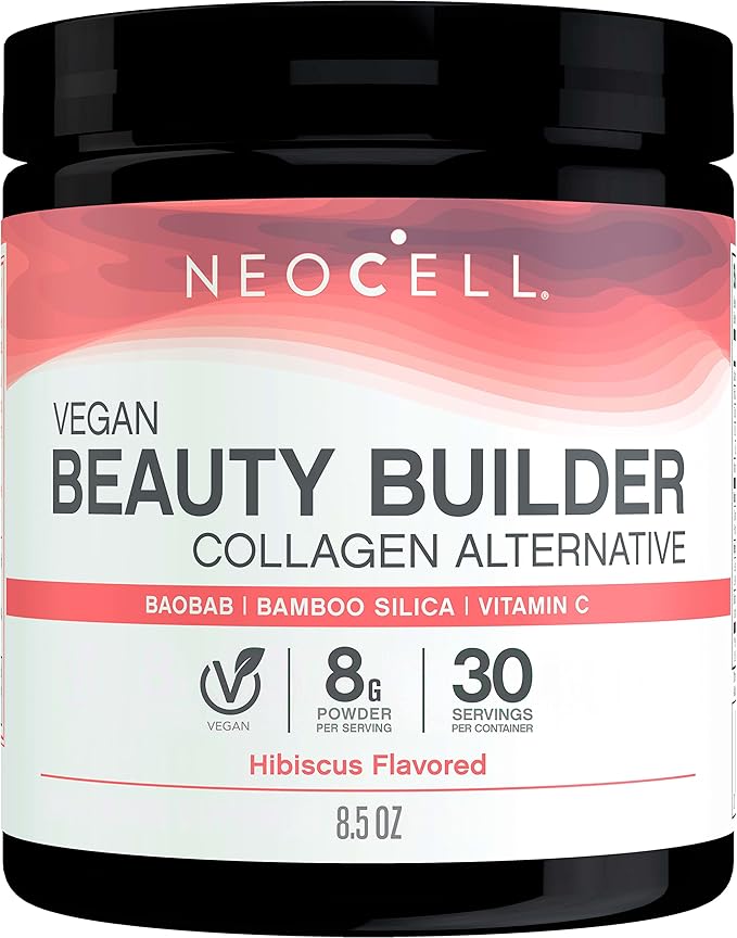NeoCell Vegan Beauty Builder Collagen Alternative; Plant-Based Vegan Collagen-Booster Supports Collagen Production; Hibiscus Flavored; 8 g Powder/Serv; 30 Servs; 8.5 Oz,* (Pack of 2)