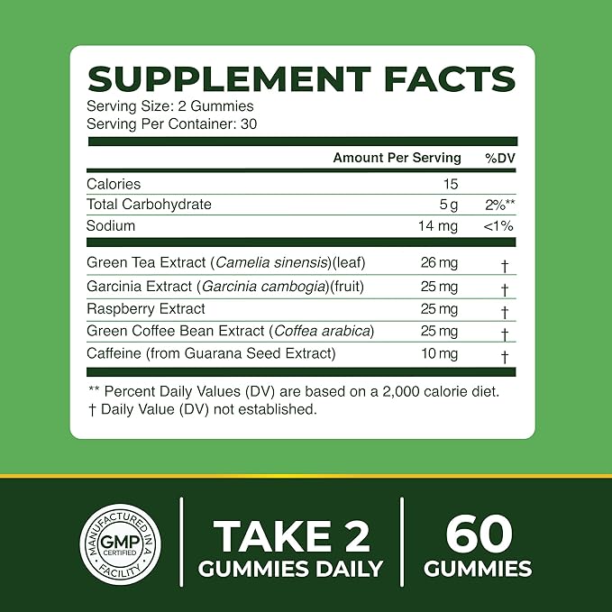 Nobi Nutrition Green Tea Fat Burner Gummies for Weight Loss | Metabolism Boost & Appetite Suppressant with Green Coffee Bean and Garcinia Cambogia | Pills to Burn Belly Fat for Women & Men