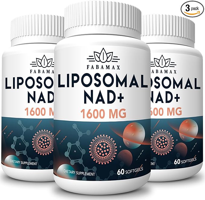 1600 mg Liposomal NAD Supplement, 98% Pure NAD+ Supplement, Superior Absorption, Alternative to Nicotinamide Riboside or NADH to Boost NAD+ for Aging Defense, Energy, Longevity, 180 Softgels