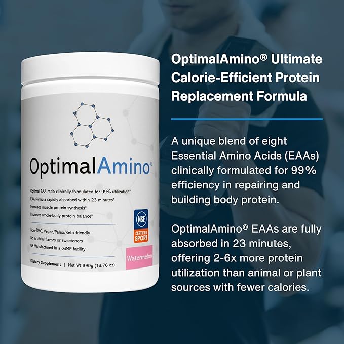 optimal amino Amino Acid Powder | 99% Utilized Essential Amino Acid (EAA) Supplement | Pre/Post Workout & Muscle Recovery | NSF for Sport Certified | Watermelon Flavor