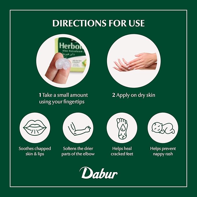 Dabur Herbolene Aloe Vera Gel Petroleum Jelly -Enhanced with Vitamin E for Deep & Intensive Skin Moisturization - Gentle on Sensitive Skin - Nourishing Bliss and Lasting Hydration - 425 ML (Pack of 2)