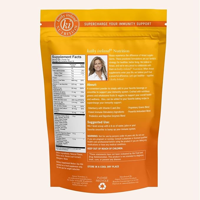kathy ireland Nutrition Immunity Support Instant Beverage Powder Mix, Mandarin Orange, 7.4 oz