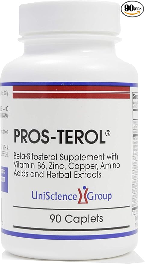 Pros-TEROL, Prostate Relief with 900 mg Plant Sterols with Pumpkin Seed, Stinging Nettle Root, Ginger Root, Licorice Root Extracts 90 Caplets