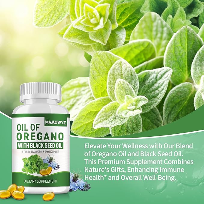 Organic Oregano Oil 400 Softgels Organic Oil of Oregano Capsules with Black Seed Oil | Immune Support, Digestive Health | Non-GMO, Gluten Free