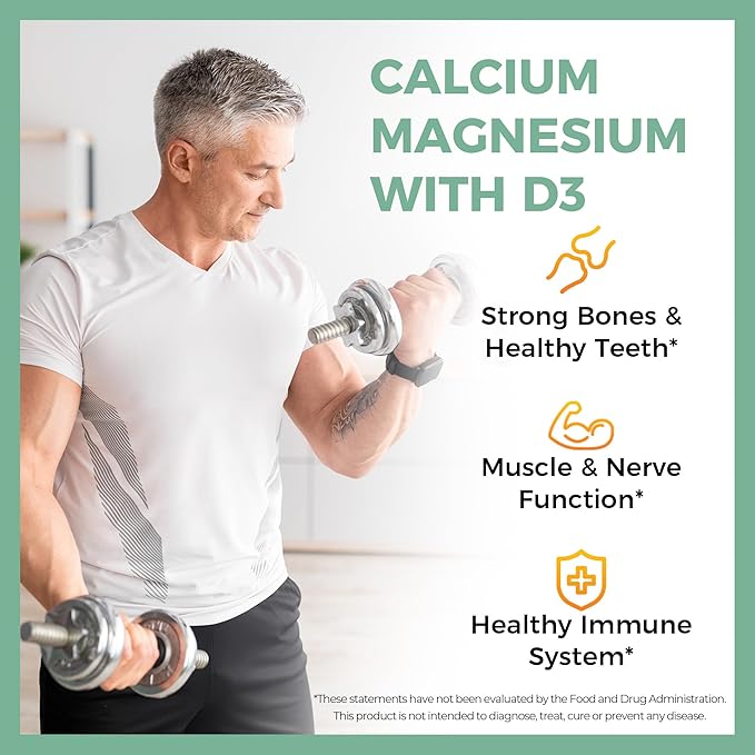 Vitamin World Calcium Magnesium with Vitamin D3, Bone Health, Muscle & Nerve Function Support, with Calcium 1000mg, Magnesium 500mg, Rapid-Release, Gluten & Dairy Free, 250 Capsules