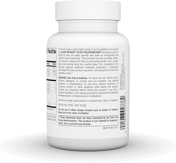 Source Naturals Sleep Science Sleep Rejuvenation, Melatonin and Tryptophan Complex for Restful Sleep Support* - 60 Tablets