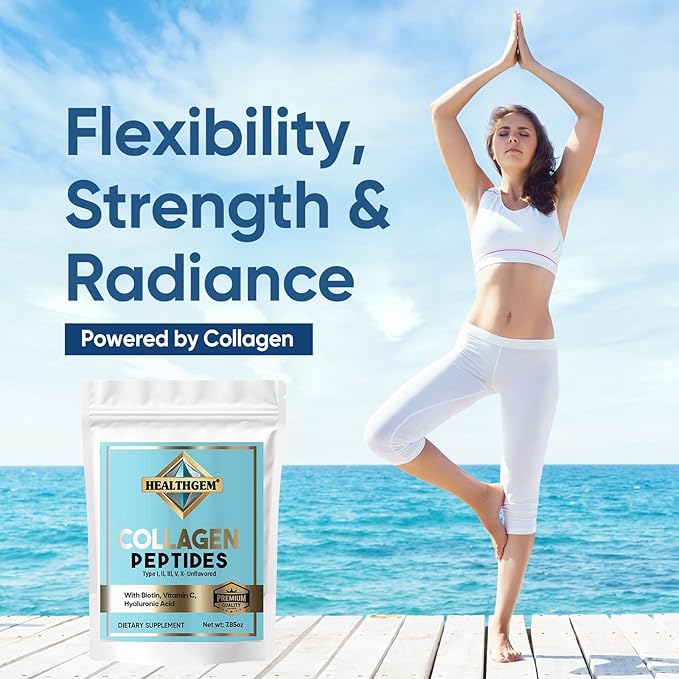 Collagen Peptides Powder, Hydrolyzed Collagen Protein Supplement with Biotin, Hyaluronic Acid, Vitamin C, Easy Mixing Collagen Supplements for Women and Men - 7.85oz